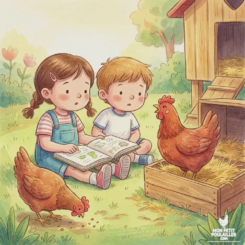 Infographie décodant les différents sons et cris d'alerte d'une poule en bonne santé