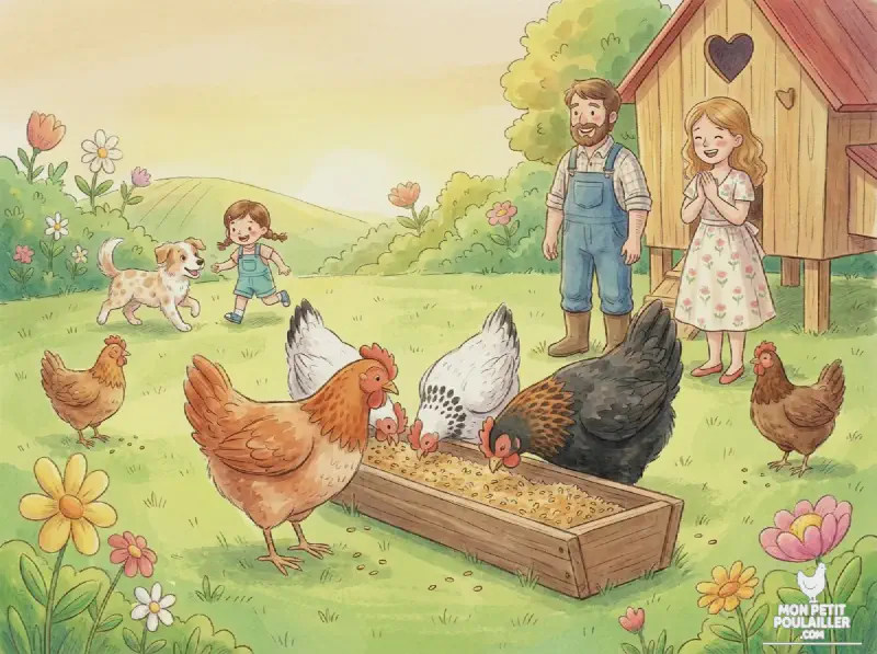 Les poules mangent ensemble, l'intégration est réussie