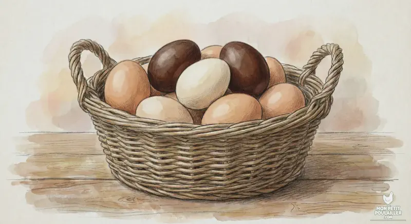 Comparaison visuelle entre les œufs classiques et les œufs chocolat de la Marans