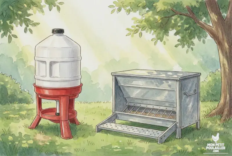 Matériel vacances poules autonome : Abreuvoir 30L et Mangeoire