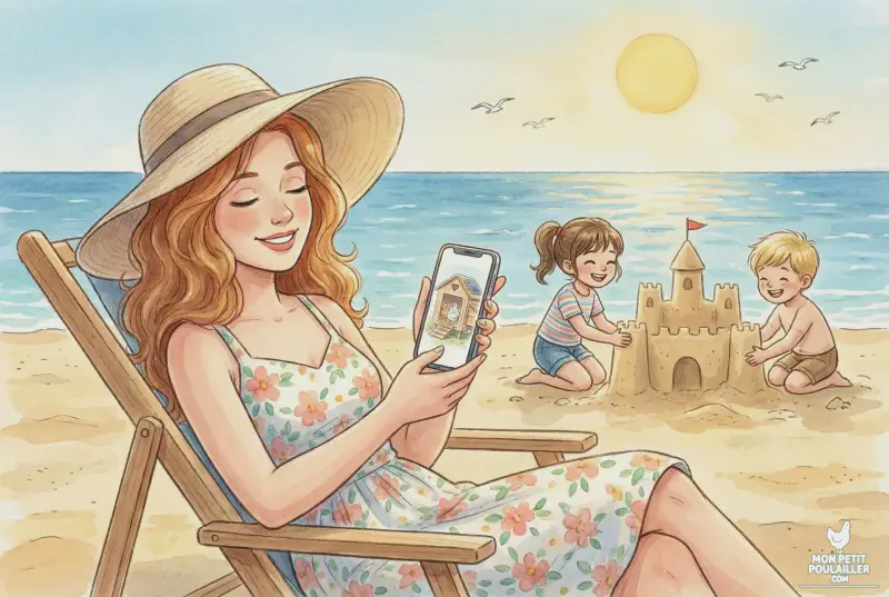 Surveillance poulailler à distance depuis la plage