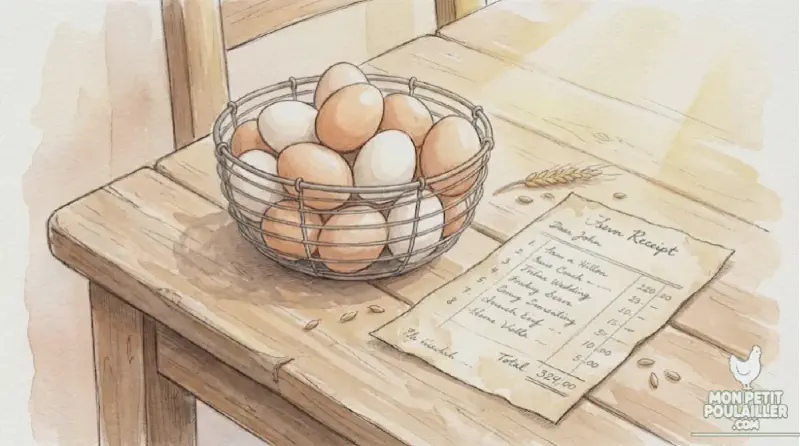 Le bilan comptable : des œufs frais sur la table de la cuisine