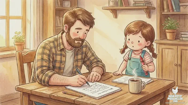 Martin remplit une déclaration administrative avec Anna à ses côtés