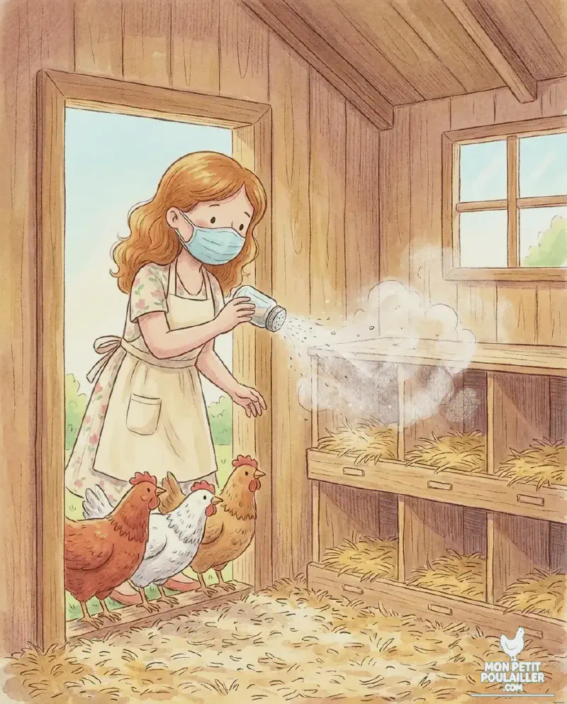 Julie protège les nichoirs avec de la Terre de Diatomée